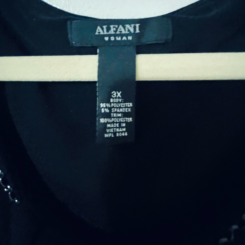 Alfani black dressy tank top. Beautiful chain detail on neck. - Picture 5 of 5